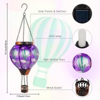 Vewolight Purple Hot Air Balloon Solar Lantern Outdoor Solar Lantern With Flickering Flame Hanging Solar Lanterns Outdoor Wate