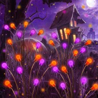 6Pack Total 48Led Purple And Orange Solar Halloween Lights Outdoor Solar Garden Lights