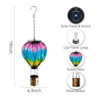 Kelvinlux Hot Air Balloon Outdoor Solar Lantern With Flickering Flame Hanging Light Waterproof For Garden Patio Yard Party Porc