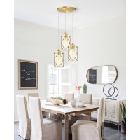 Osimir Brushed Gold Dining Room Chandeliers Light Fixtures Modern 3Light Pendant Lighting With Clear Glass Farmhouse Cluster