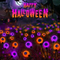 6Pack Purple And Orange Solar Eyeball Halloween Lights Outdoor Solar Garden Lights Outdoor Waterproof Solar Firefly Lights Sw