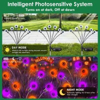 6Pack Purple And Orange Solar Eyeball Halloween Lights Outdoor Solar Garden Lights Outdoor Waterproof Solar Firefly Lights Sw