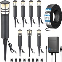 Sunvie Allinone Led Landscape Lighting Kit 8Pack Low Voltage Pathway Lights With Transformer And 100Ft 162 Awg Wire 3000K