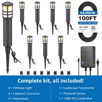 Sunvie Allinone Led Landscape Lighting Kit 8Pack Low Voltage Pathway Lights With Transformer And 100Ft 162 Awg Wire 3000K