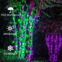 Ozs 2Pk 144Ft 400Led Purple And Green Solar Halloween Lights Waterproof 8 Modes Solar Outdoor Solar Tree Lights Solar String L