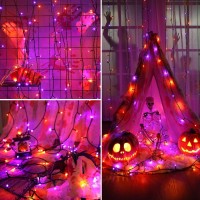 Kaq Solar Halloween Lights Purple And Orange 2 Pk 200 Led 66 Ft String Lights Outdoor Waterproof Auto Onoff Led Fairy Light Gre