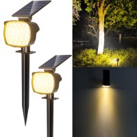 Adiding Solar Spot Lights Outdoor 2 Pack Solar Lights For Outside With Optical Lenses 3 Brightness Spotlight Landscape Lightin