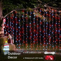 Jmexsuss 300Led Red And White Christmas Curtain Lights With Remote 98X98Ft Christmas String Lights Plug In 8 Modes Twinkle H