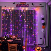 Jmexsuss 300Led Orange And Purple Halloween Curtain Lights With Remote 98X98Ft Halloween Hanging String Lights Plug In Hallo