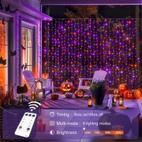 Jmexsuss 300Led Orange And Purple Halloween Curtain Lights With Remote 98X98Ft Halloween Hanging String Lights Plug In Hallo