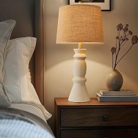 Oneach 2575 Farmhouse Ceramic Table Lamp For Living Room Rustic White Bedside Lamps For Bedroom Nightstand Dining Room Of