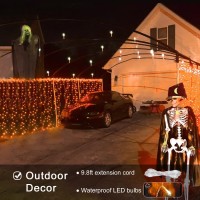 Jmexsuss 300Led Halloween Curtain Lights With Remote 8 Modes Orange Hanging String Lights Plug In For Fall Bedroom Party Hallow