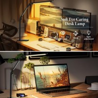 Led Desk Lamp For Home Office Creative Touch Reading Light With Memory Dual Light And Adjustable Swing Arm 15W 4 Cct Eyecare M