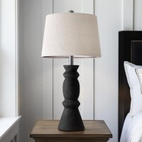 Oneach 2575 Farmhouse Ceramic Table Lamp For Living Room Rustic Black Bedside Lamps For Bedroom Nightstand Dining Room Of