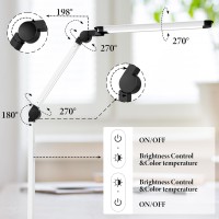 Led Desk Lamp For Home Office Creative Touch Reading Light With Memory Dual Light And Adjustable Swing Arm 15W 4 Cct Eyecare M