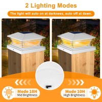 Kipeini Solar Post Cap Lights Outdoor 2Pack Led Bulb 2 Brightness Setting Fence Post Solar Lights Waterproof For 4X4 5X5 Or 5