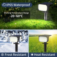 Kipeini Solar Spot Lights Outdoor 52 Led 3 Color Lighting Solar Lights Outdoor Waterproof Ip65 Dusk To Dawn Solar Powered La