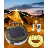 Solar Camping String Lights 394 Ft Ultra Outdoor String Lights With 8 Lighting Modes Solar Power And Usb Rechargeable With Re