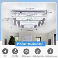 Finktonglan Square Crystal Led Ceiling Light Fixtures 15 Modern Chandelier Ceiling Lights 3Tiers Flush Mount Ceiling Lamp F