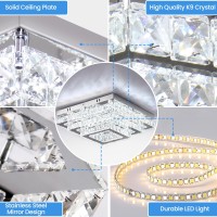 Finktonglan Square Crystal Led Ceiling Light Fixtures 15 Modern Chandelier Ceiling Lights 3Tiers Flush Mount Ceiling Lamp F