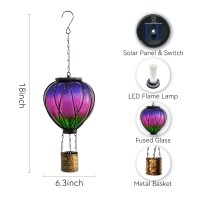 Hot Air Balloon Outdoor Solar Lantern With Flickering Flame Hanging Light Waterproof For Garden Patio Yard Party Porch Decor S