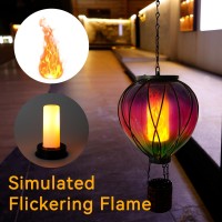 Hot Air Balloon Outdoor Solar Lantern With Flickering Flame Hanging Light Waterproof For Garden Patio Yard Party Porch Decor S