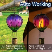 Hot Air Balloon Outdoor Solar Lantern With Flickering Flame Hanging Light Waterproof For Garden Patio Yard Party Porch Decor S