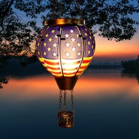 Kelvinlux Hot Air Balloon Outdoor Solar Lantern With Flickering Flame Hanging Light Waterproof For Garden Patio Yard Party Porc