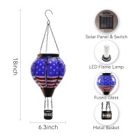 Kelvinlux Hot Air Balloon Outdoor Solar Lantern With Flickering Flame Hanging Light Waterproof For Garden Patio Yard Party Porc