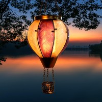 Kelvinlux Hot Air Balloon Outdoor Solar Lantern With Flickering Flame Hanging Light Waterproof For Garden Patio Yard Party Porc