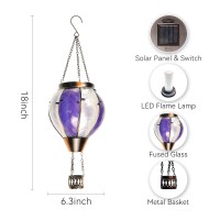 Kelvinlux Hot Air Balloon Outdoor Solar Lantern With Flickering Flame Hanging Light Waterproof For Garden Patio Yard Party Porc