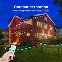 Outdoor Patio Lights Rgb String Lights Waterproof With Remote Control Led Outdoor String Lights 33Ft Christmas Halloween Stri