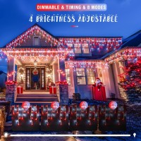 Jmexsuss 388 Ft 400 Led Icicle Christmas Lights For Outside 8 Modes Red And White Icicle String Lights Plug In With Remote Ch