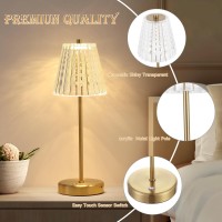 Cordless Table Lamps Set Of 2 6000Mah Battery Operated Led Gold Small Table Lamp 3 Color Stepless Dimming Up Portable Recharge