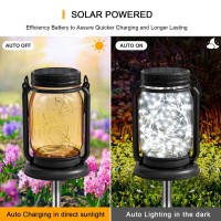 4 Pack Hanging Solar Lantern Lights 30Led Vintage Glass Mason Jar Solar Fairy Lights Outdoor Decorative Waterproof Table Lamp W