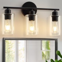 Seable 3 Light Bathroom Vanity Light Black Vanity Lights For Bathroom Modern Bathroom Light Fixtures Over Mirror With Clear Gl