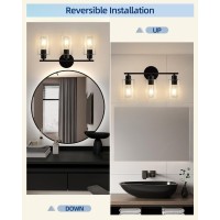 Seable 3 Light Bathroom Vanity Light Black Vanity Lights For Bathroom Modern Bathroom Light Fixtures Over Mirror With Clear Gl