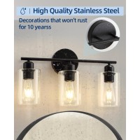 Seable 3 Light Bathroom Vanity Light Black Vanity Lights For Bathroom Modern Bathroom Light Fixtures Over Mirror With Clear Gl