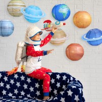 Fontien 8 Pcs Planet Paper Lanterns 10 Inch Outer Space Party Decorations Solar System Hanging Paper Lanterns For Kids Birthday