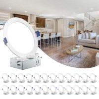 Neoism 24 Pack 6 Inch Led Recessed Lighting With Junction Box 5000K 1100Lm Brightness Canless Wafer Dimmable Downlight 12W Et