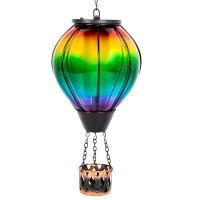 Vewolight Colorful Hot Air Balloon Solar Lantern Glass Solar Lantern With Flickering Flame Hanging Solar Lanterns Outdoor Wate