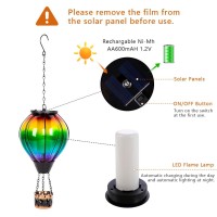 Vewolight Colorful Hot Air Balloon Solar Lantern Glass Solar Lantern With Flickering Flame Hanging Solar Lanterns Outdoor Wate