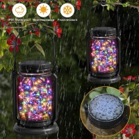 4 Pack Hanging Solar Lantern Lights 30Led Vintage Glass Mason Jar Solar Fairy Lights Outdoor Decorative Waterproof Table Lamp W