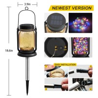 4 Pack Hanging Solar Lantern Lights 30Led Vintage Glass Mason Jar Solar Fairy Lights Outdoor Decorative Waterproof Table Lamp W