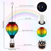 Vewolight Rainbow Hot Air Balloon Solar Lantern Hanging Solar Lantern With Flickering Flame Glass Solar Lanterns Outdoor Water