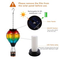 Vewolight Rainbow Hot Air Balloon Solar Lantern Hanging Solar Lantern With Flickering Flame Glass Solar Lanterns Outdoor Water