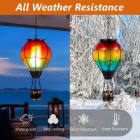 Vewolight Rainbow Hot Air Balloon Solar Lantern Hanging Solar Lantern With Flickering Flame Glass Solar Lanterns Outdoor Water