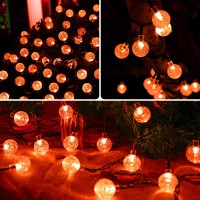 2Pack 100 Led 64Ft Orange Globe Solar Halloween Lights Outdoor Waterproof Solar Globe String Lights With 8 Lighting Modes Sol