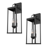 Diyel Outdoor Wall Sconce Lights 20 Inch Tall Transitional Exterior Wall Lighting With Clear Glass Modern Outside Wall Lantern