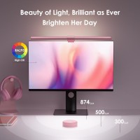 Quntis Pink Monitor Light Bar With Remote Eyecare No Glare Space Saving Computer Desk Lamp As Gifts For Girls Stepless Dimmi